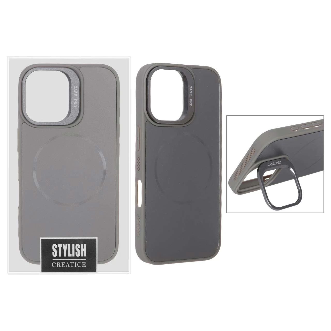 قاب اورجینال PVD Case Pro استندشو MagSafe مدل Apple iPhone 16 - خاکستری (پک دار)
